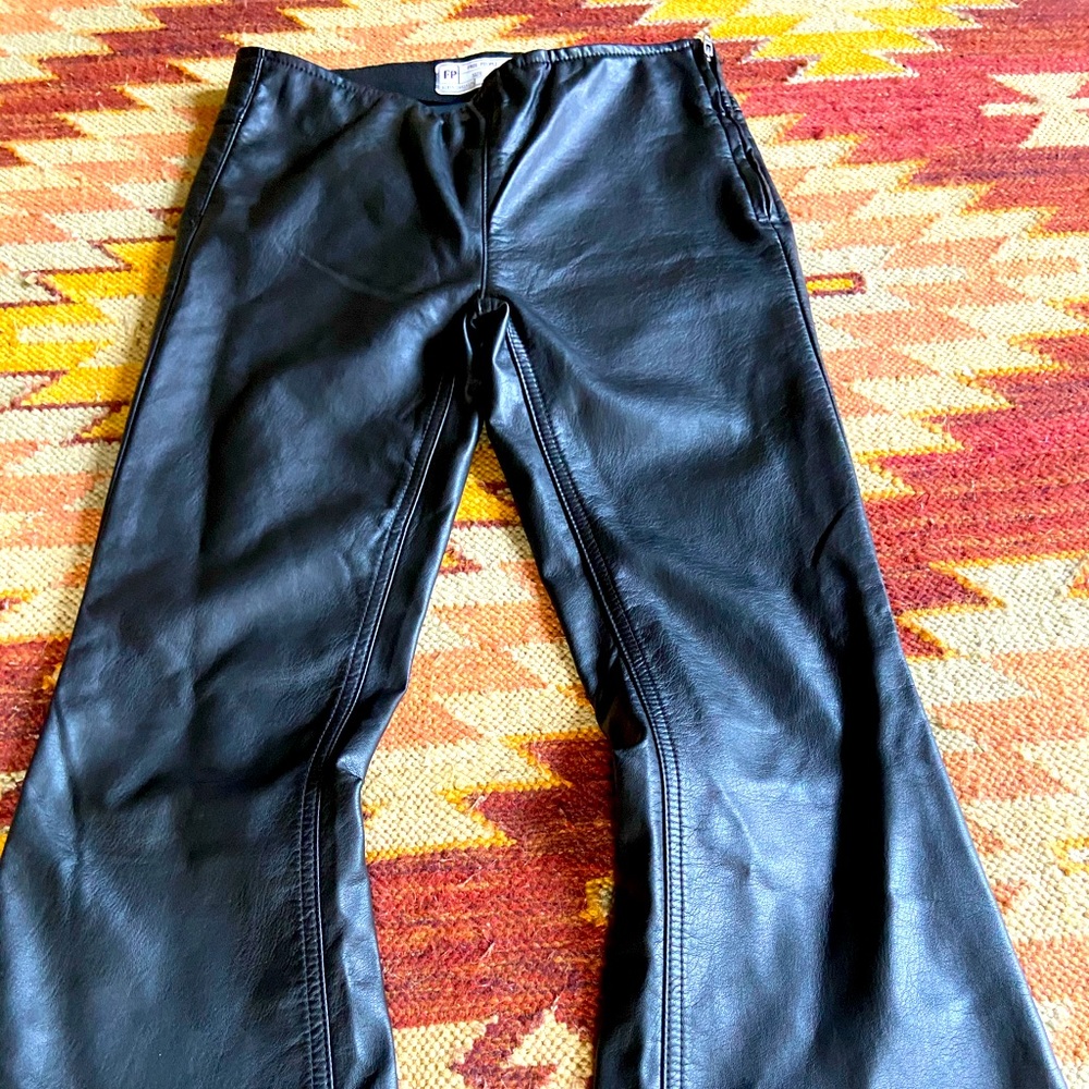 Free people faux leather flares